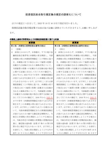 投資信託総合取引規定集の規定の読替えについて